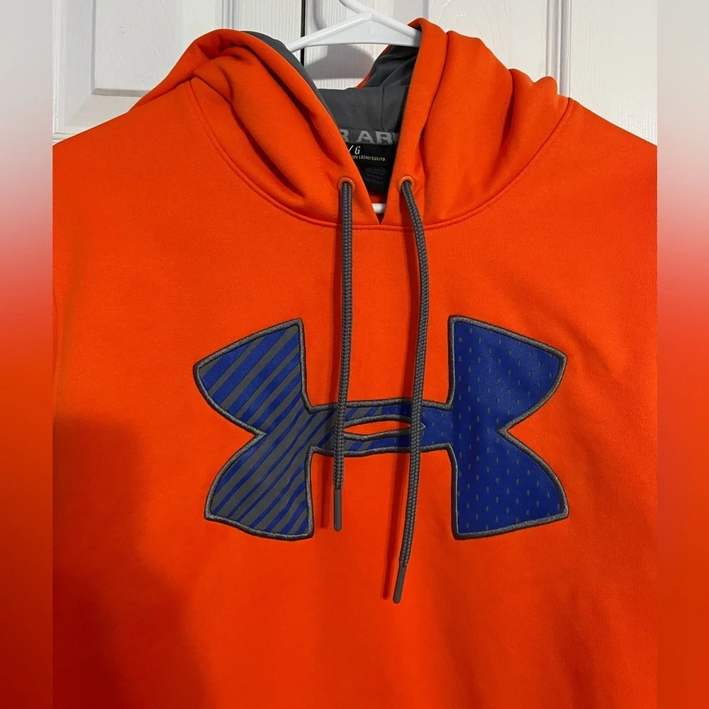 Men’s Under Armour Orange and Blue Pullover Storm Hoodie Size Large